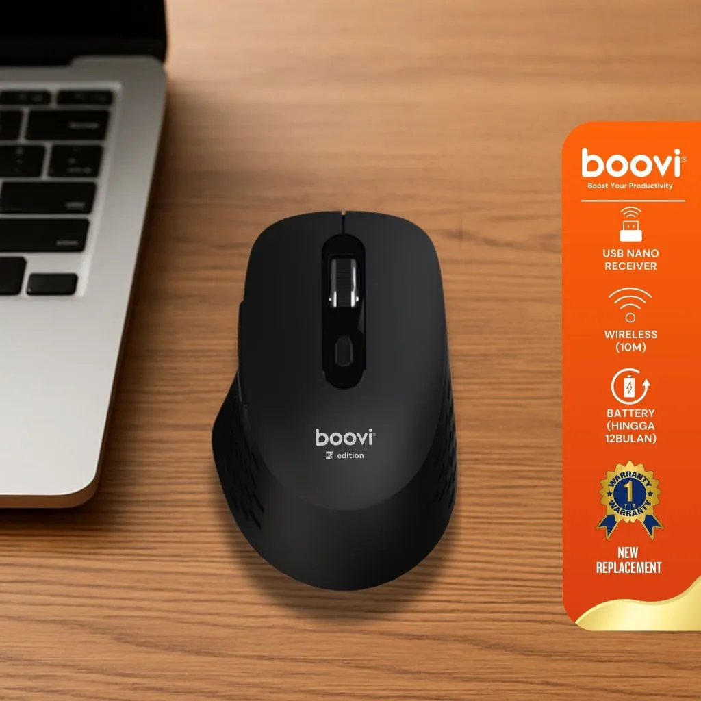 Boovi M320  Wireless Mouse Untuk Windows MacOS - 2.4GHz Desain Minimalis Plug & Play