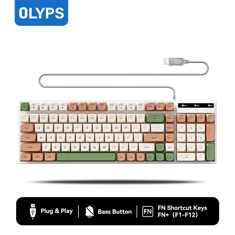 OLYPS Keyboard Laptop USB Kabel Portable 101 Keys Layout Ergonomic Design for PC Laptop - 1.5M Kabel