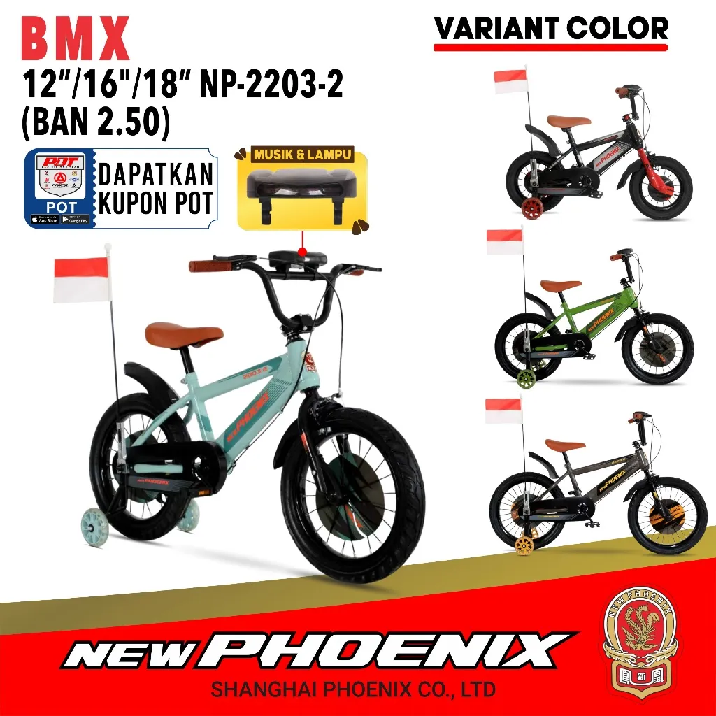 (TERMURAH) Bmx 12 16 18 new phoenix foster 5508-3 5517-3 centrum 2006-2-8 303-2 305-2 303 306-8 323 clarion velion atlantis pmb mortein erminio sepeda anak sepeda bmx ban mati eva dorongan stir ban hidup ban pompa