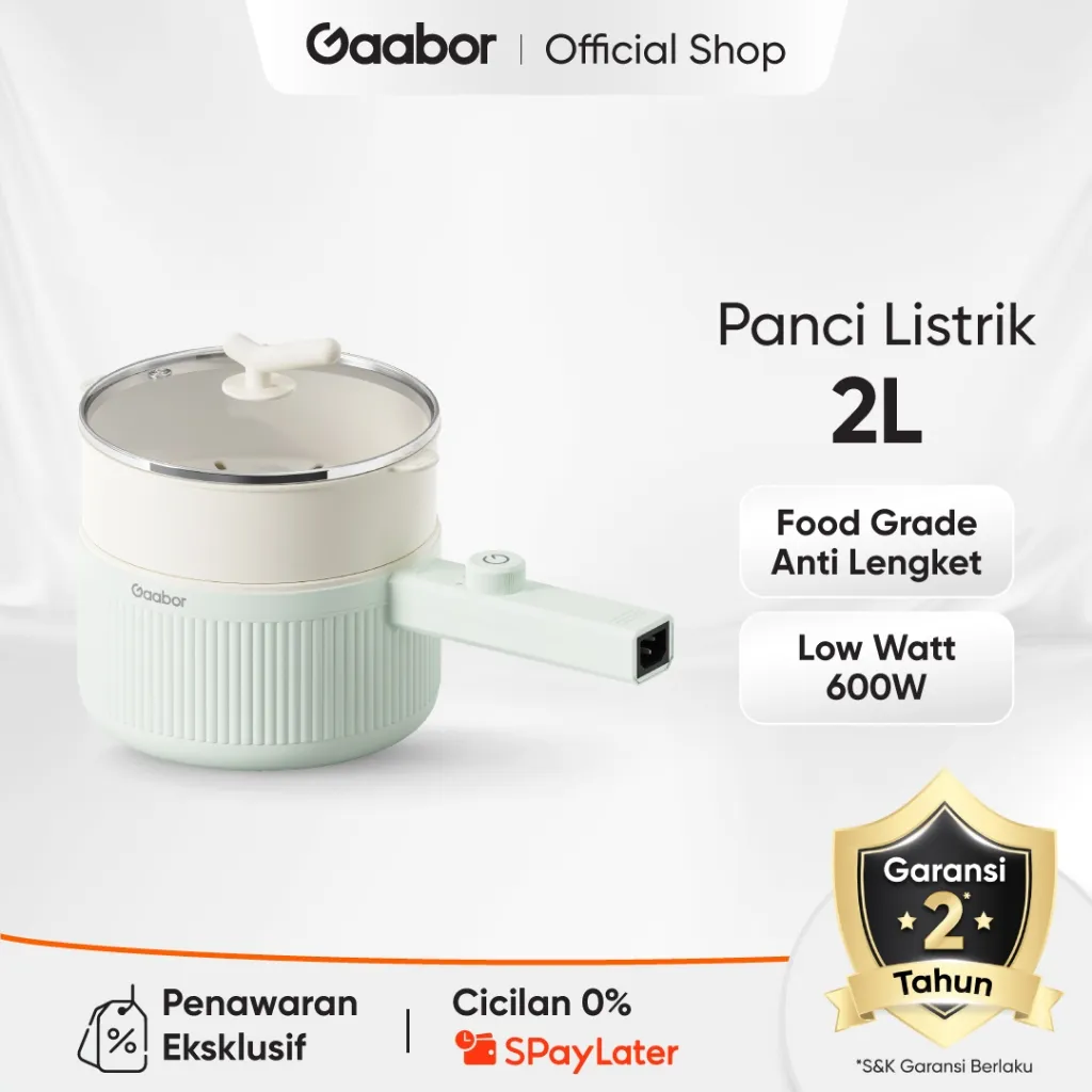Gaabor Panci Listrik Electric Cooker Anti Lengket 3L 600W Tutup Kaca Free Kukusan / EC-20M01A