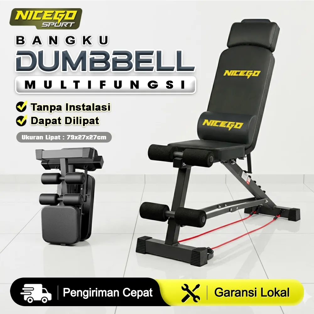 NICEGO SPORT Sit Up Bench Multifungsi Adjustable Folding Dumbbell Bench Fitness Bench Gym Fitness
