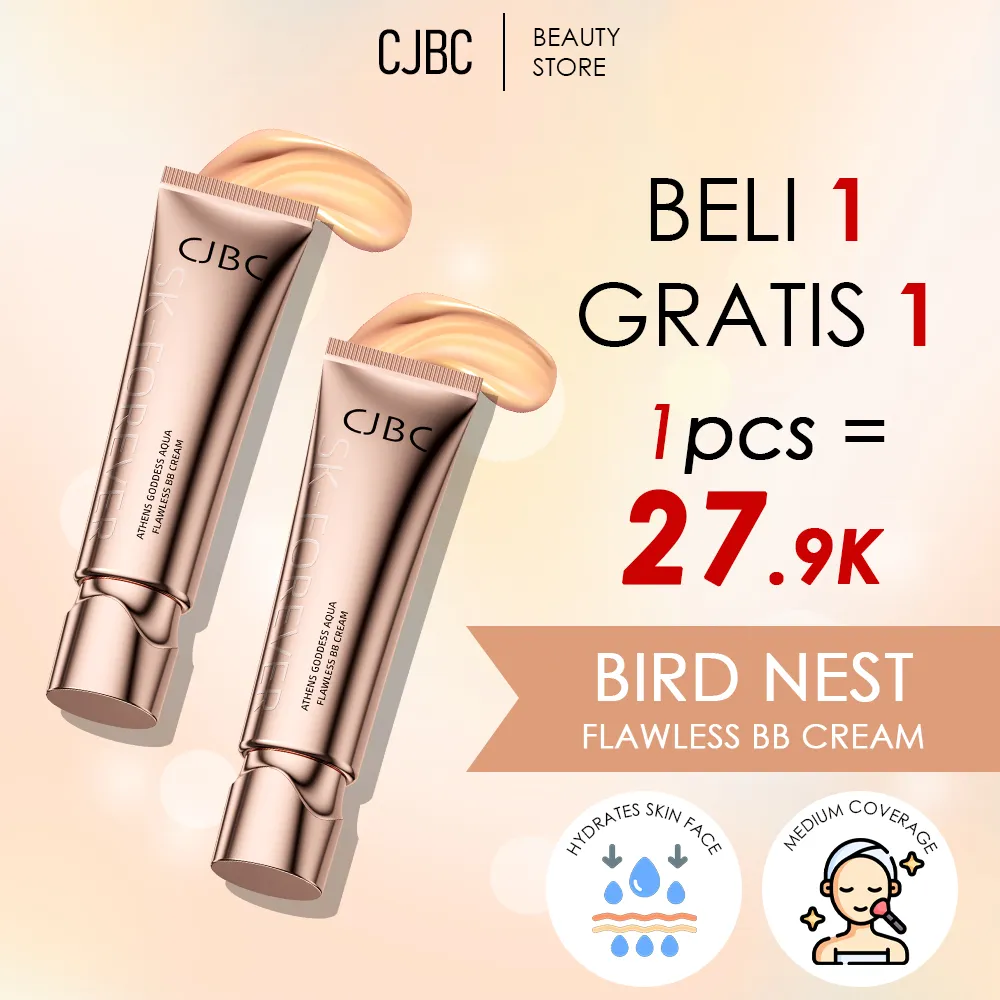 CJBC Flawless BB Cream – Menyamarkan Noda, Mengontrol Minyak, Melembapkan, Anti Penuaan, Mencerahkan & Mengurangi Pori, Promo Beli 1 Gratis 1, Untuk Semua Jenis Kulit