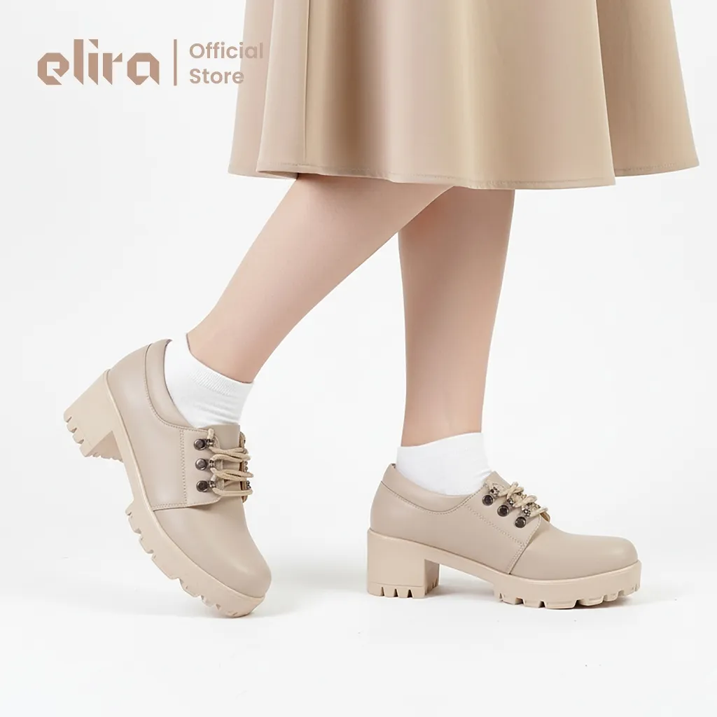 ELIRA Jojo Cream Sepatu Oxford Wanita Black Pantofel Shoes Formal