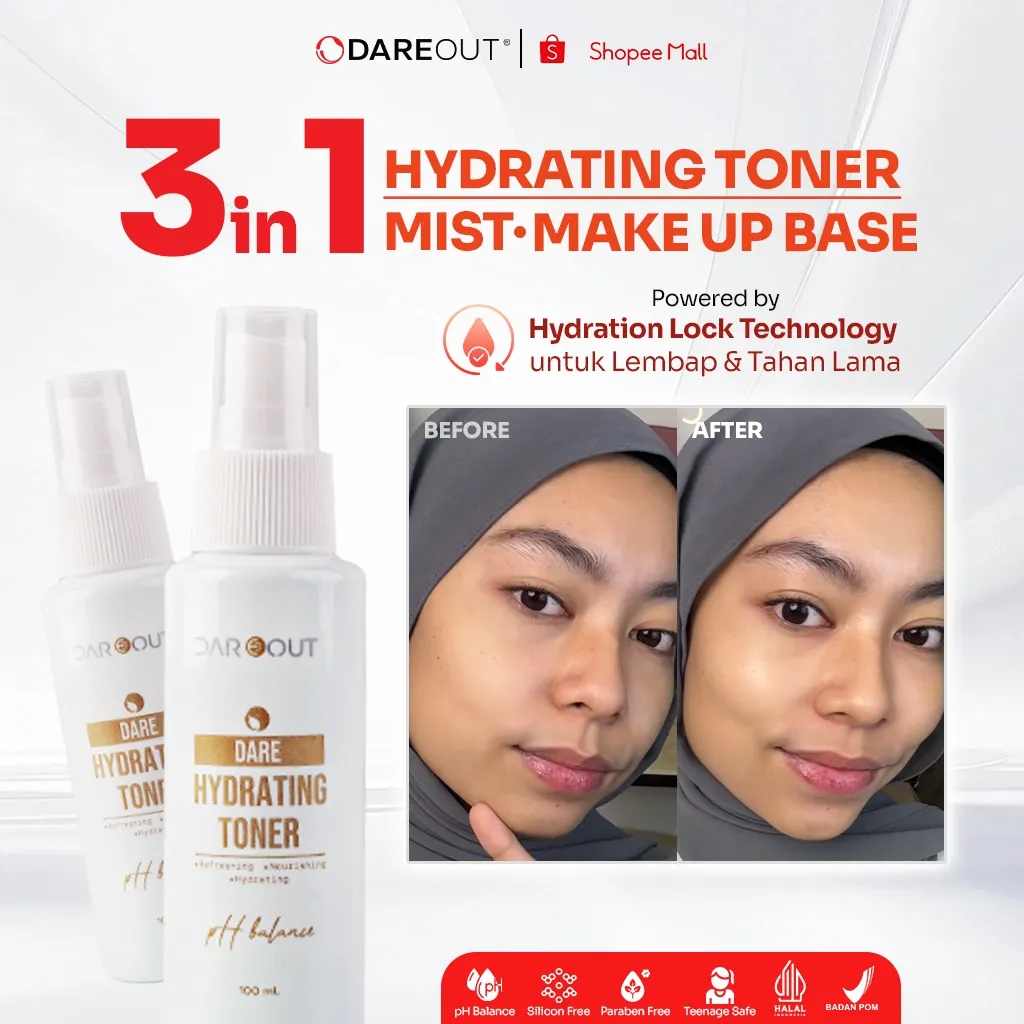 DAREOUT Dare Hydrating Toner 100ml - Hyaluronic Acid Niacinamide Melembapkan Brightening Face Mist Base Makeup
