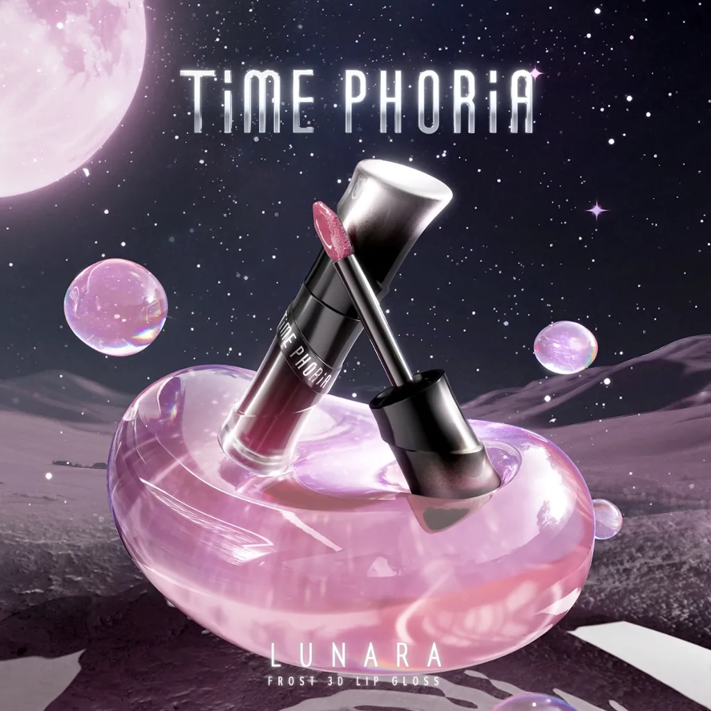 (Ready Stock)TIME PHORIA - Lunara Frost 3D Lip Gloss Lipstick LipTint Lip Cream Hyper Shine Color Fresh Comfort Cooling
