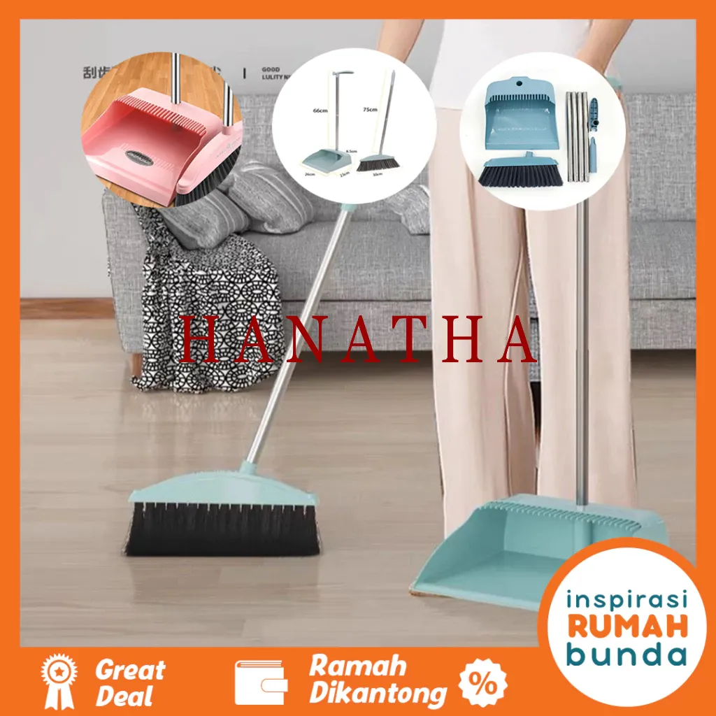 Set Sapu Pengki 2 in 1 Set Pembersih lantai Broom Set // Sapu Pengki Lipat Alat Pembersih Lantai // Sapu Lantai Pengki Set // Set Sapu Pengki Lipat Serbaguna Alat Pembersih Lantai Praktie 2 in 1 Dustpan Broom