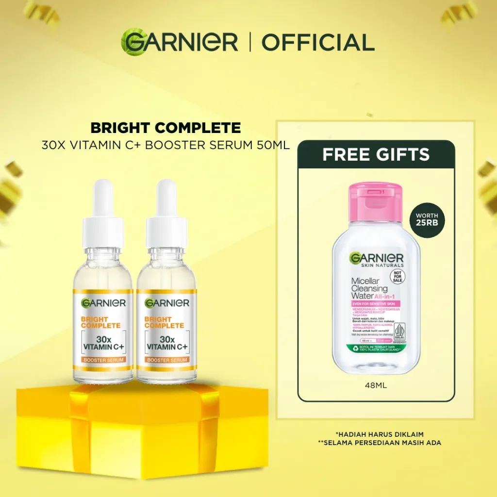 [PAKET HEMAT ISI 2] GARNIER Serum Vitamin C Bright Complete Vitamin C 30x Booster Serum Skincare - 30ml Serum Mencerahkan Wajah Cepat Cerahkan Noda Hitam Serum Wajah