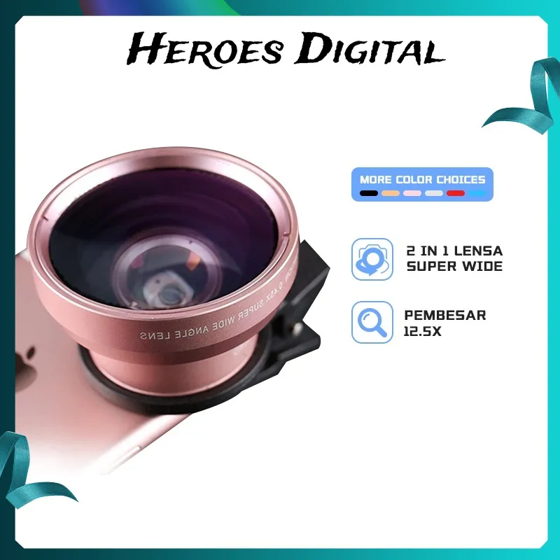 Lensa Kamera Hp 0.45X Dengan Klip Untuk Handphone 2 In 1 Lensa Super 0.45x Wide Angle Lens Macro Smartphone Aksesoris Lensa Pembesar