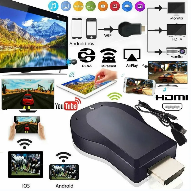 Dongle HDMI Anycast M9 Plus 2.4G 1080P Wifi Display / TV Dongle / Miracast / Video |  Support Andoid & IOS HDMI Wireless Streaming Media Player