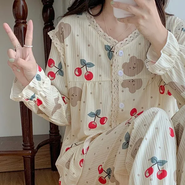 BTS-LX70 Beautyseashop Piyama Lengan Panjang Bahan Rib Korea Import