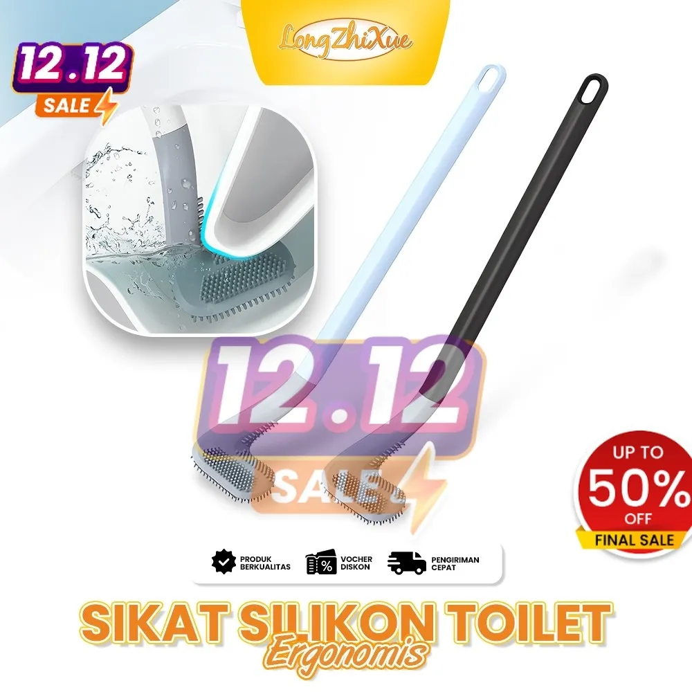 Sikat tolet silikon, kepala sikat golf, pembersih sudut sempit, alat kebersihan WC Higienis dan awet