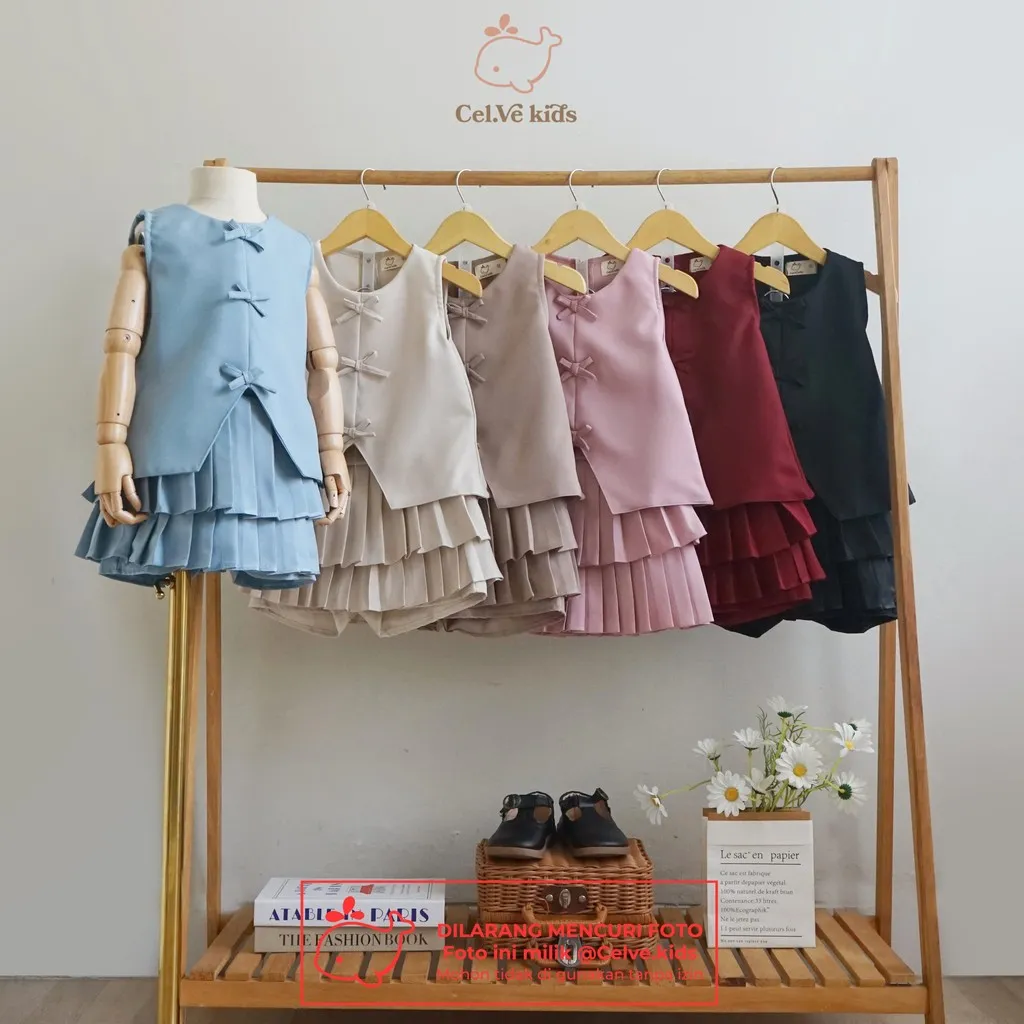 CELVEkids - Stelan Hikaru Set Baju rok celana Anak Perempuan Korean style semiwool usia 1-8th