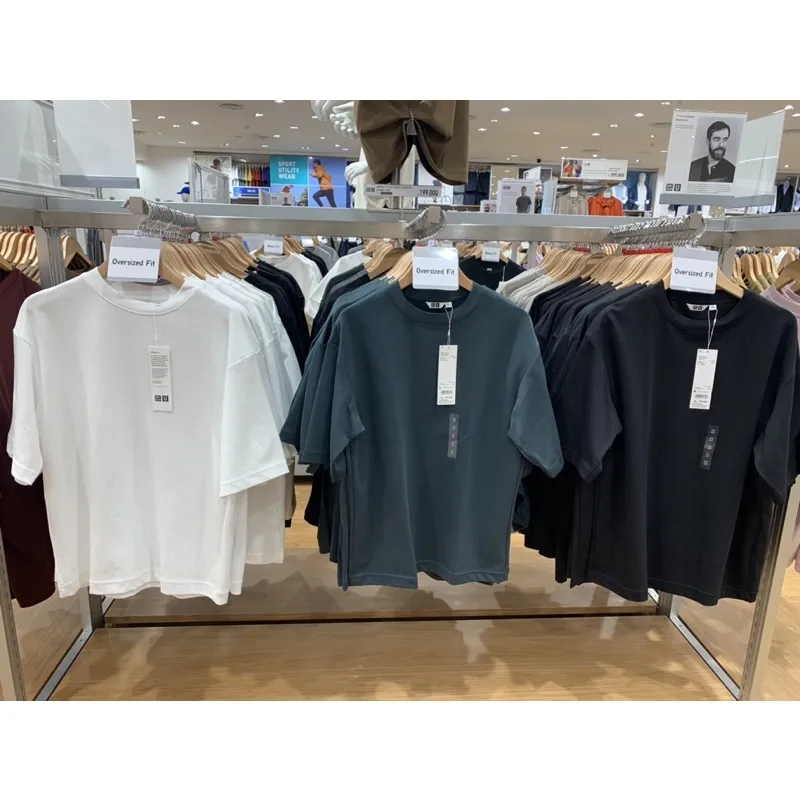 Airism T-shirt kaos katun oversized crew neck lengan 1/2 uniqlo cowok new arrival
