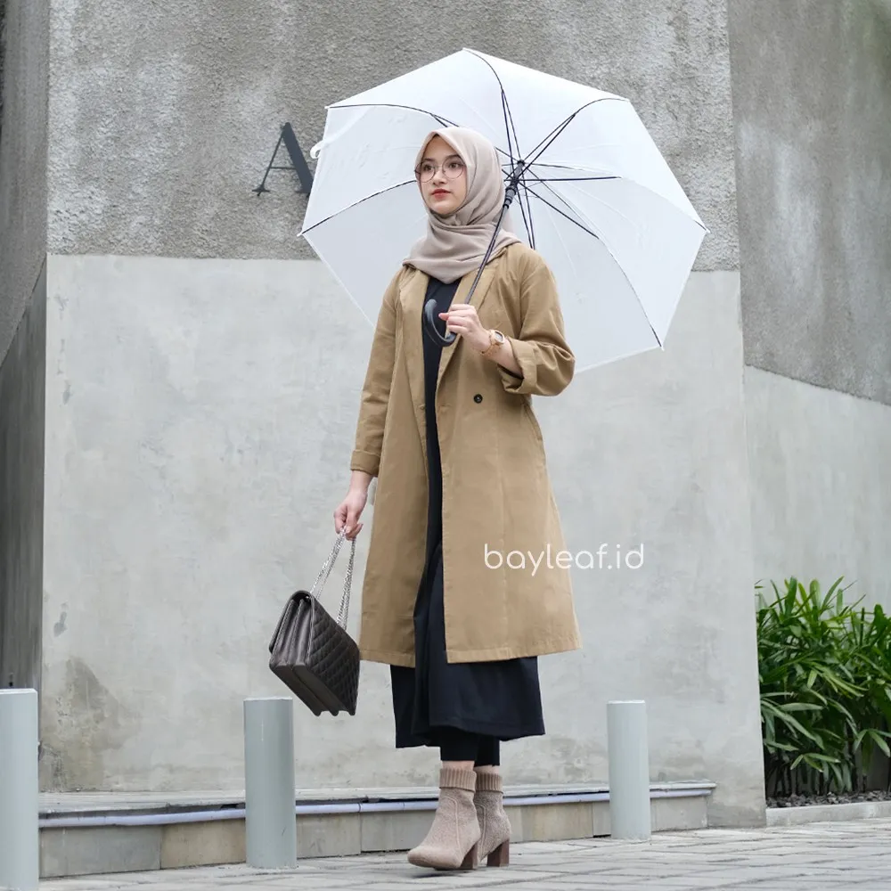Bayleaf.id Rose Long Coat Material Soft Canvas / Long Outer Polos Wanita