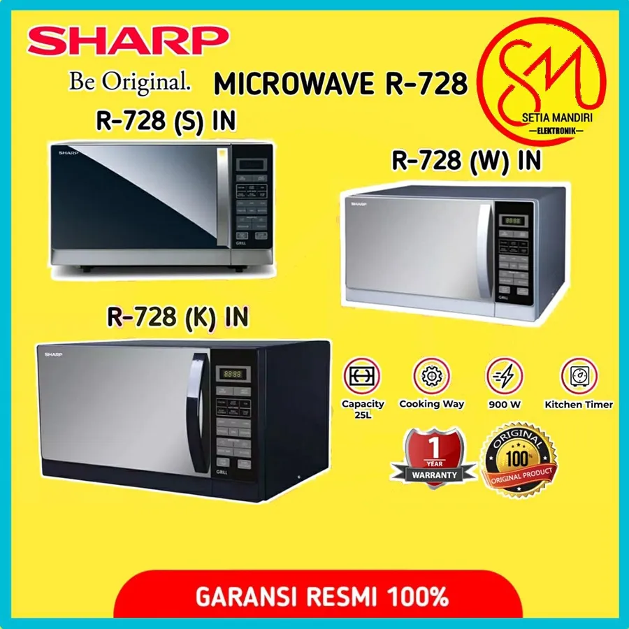 [Instant] SHARP Stylish Designed Microwave Oven Grill R-728(S)-IN | R728SIN | 25 Liter Capacity