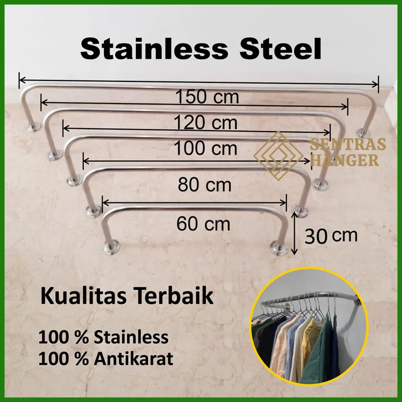 Gantungan Baju, Bahan Full Stainless Steel, Antikarat,Anti Gores, Kualitas Terbaik