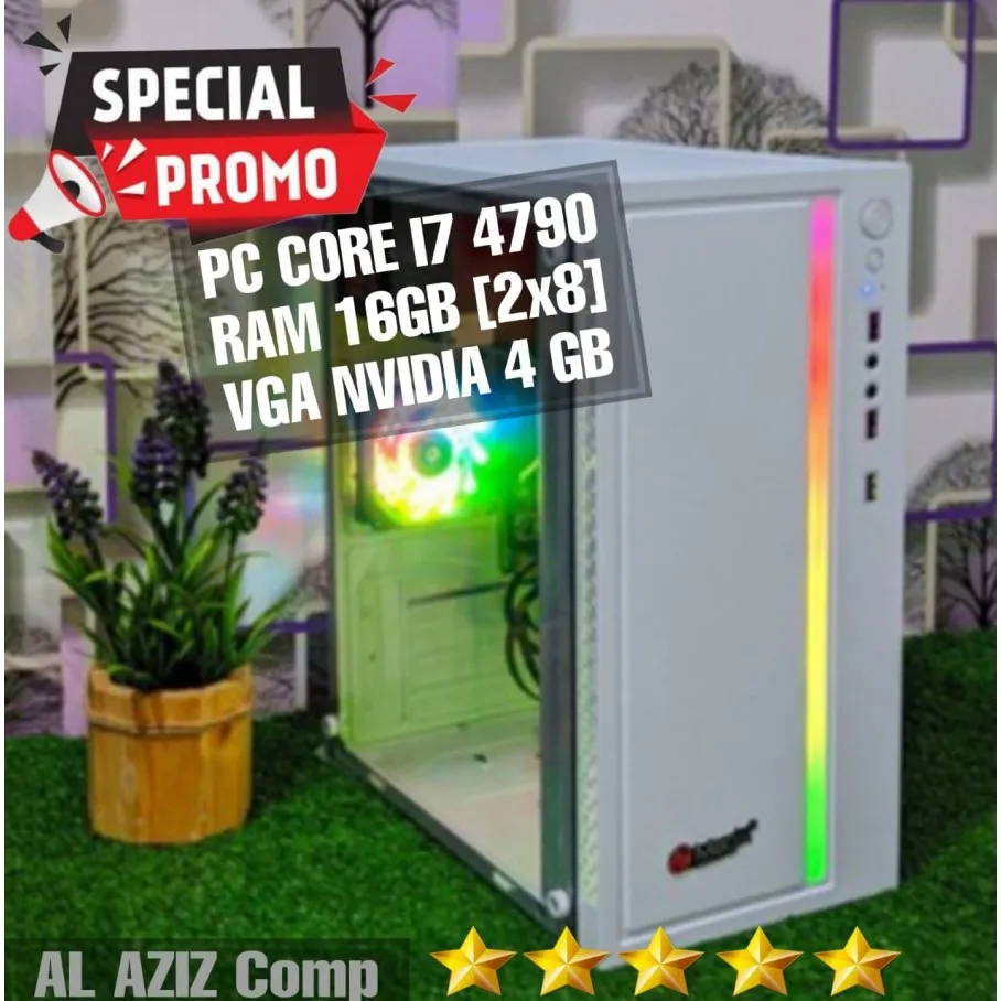 PC Cpu Komputer Rakitan Intel Core i7 4790 VGA 4gb RAM 16gb SSD 256gb Wi Fi