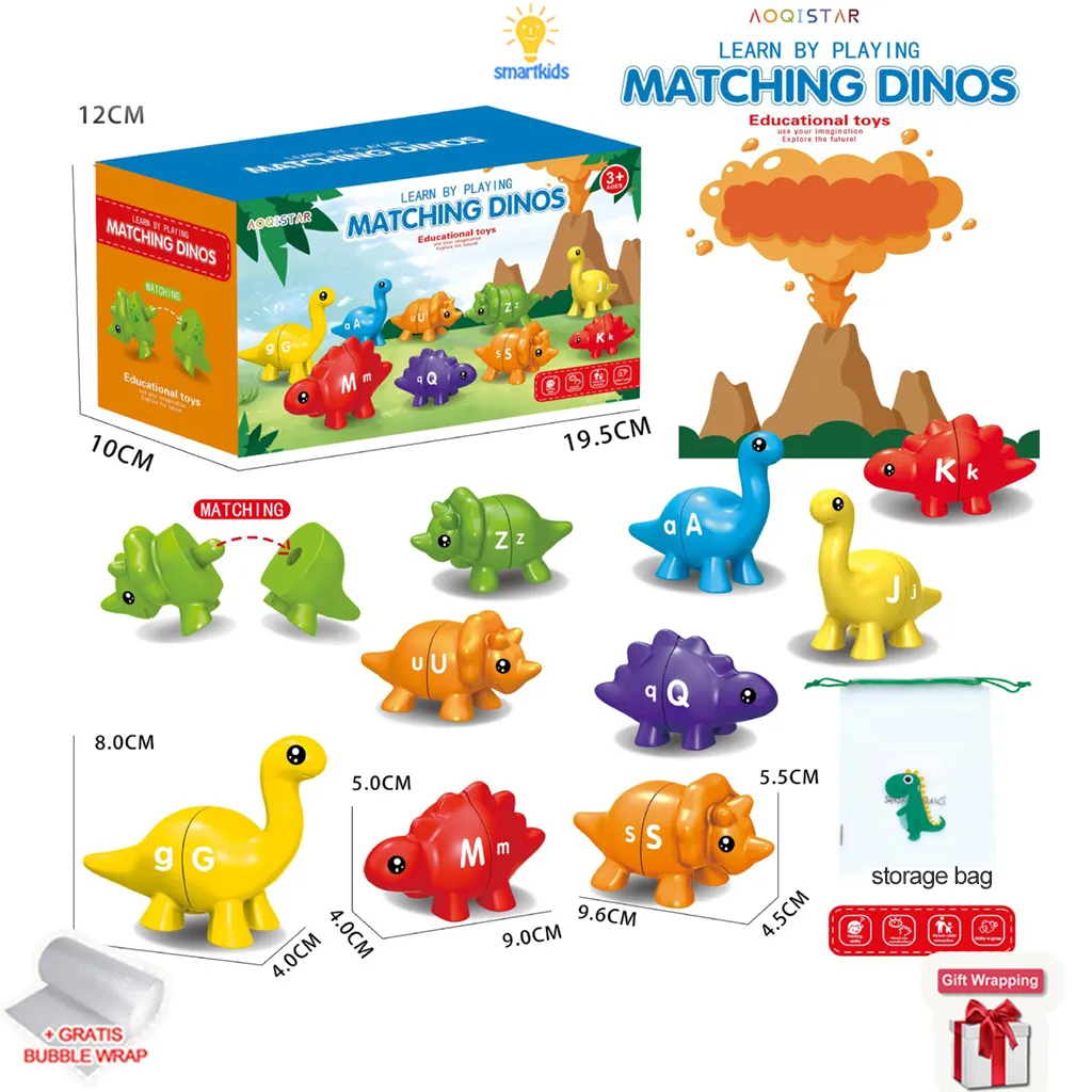 Dino Matching Shape Number Alphabet Color / Mainan Mencocokan Bentuk Angka Huruf Warna /Motorik Belajar Angka Huruf Warna / Mainan Edukasi Anak / Early Learning