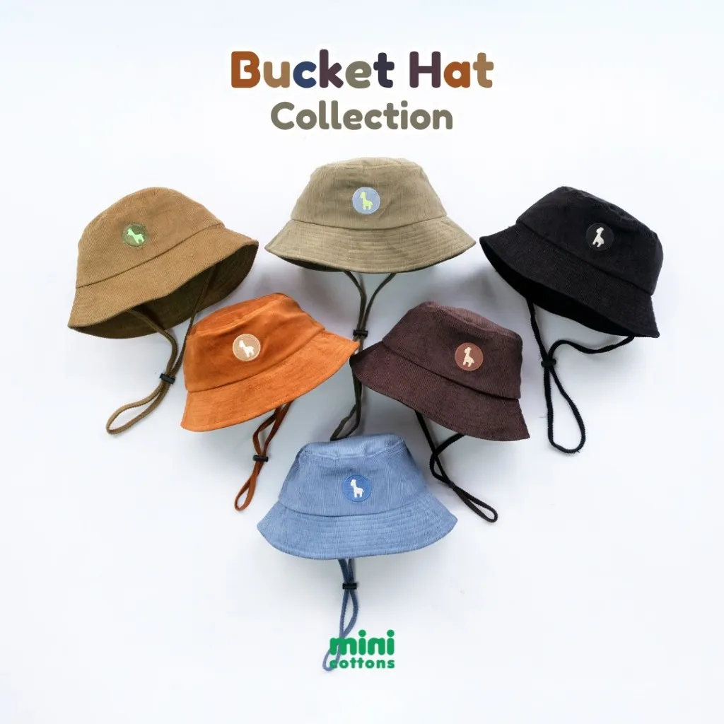 MINI COTTONS Topi Anak Laki laki Perempuan Bucket Hat Corduroy Unisex