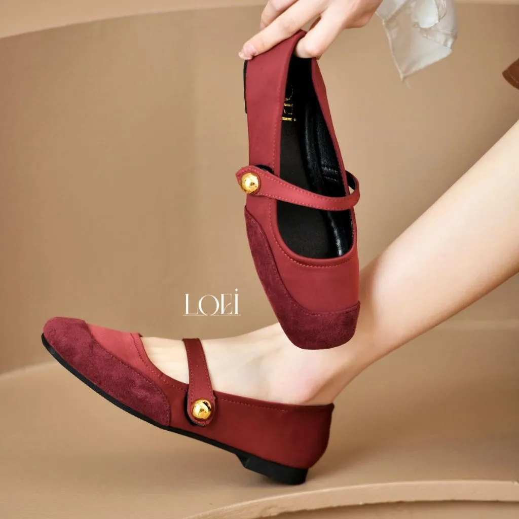 LOEI Stevy Sepatu Tali Wanita Kerja Murah Flatshoes Fashion Mules Kekinian 0106