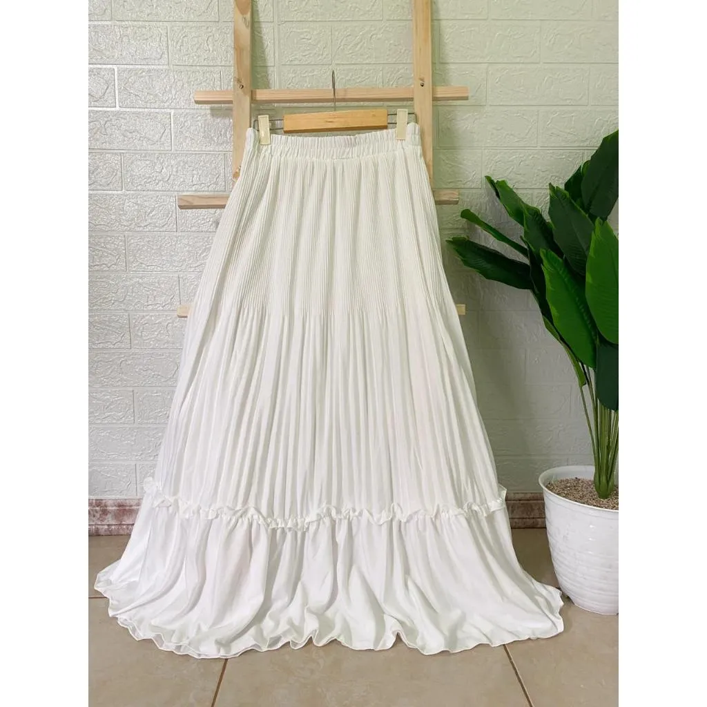 Rok Plisket Susun Mayung Skirt Ruffle Hyget Polos Wanita