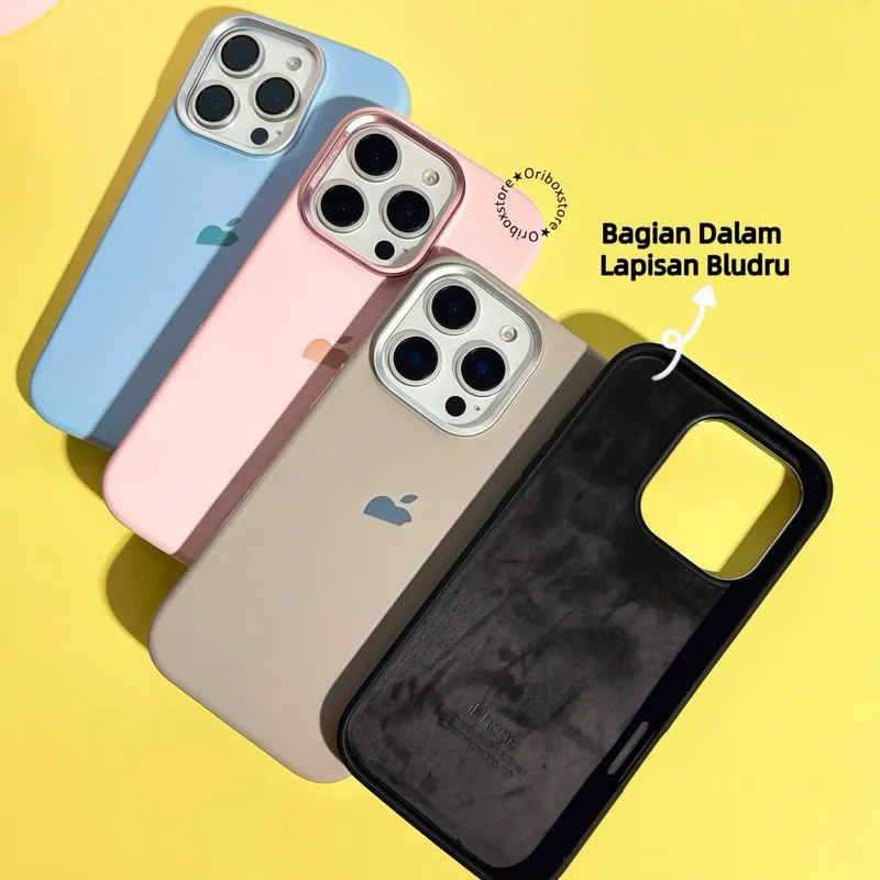 [+PACKING BOX] Bludru Premium Camera List Silver Plating Case - Hardcase/Casing Hp For Iphone 11 12 13 14 15 16 17 17AIR Plus Pro Max Case Pelindung Handphone RCI526