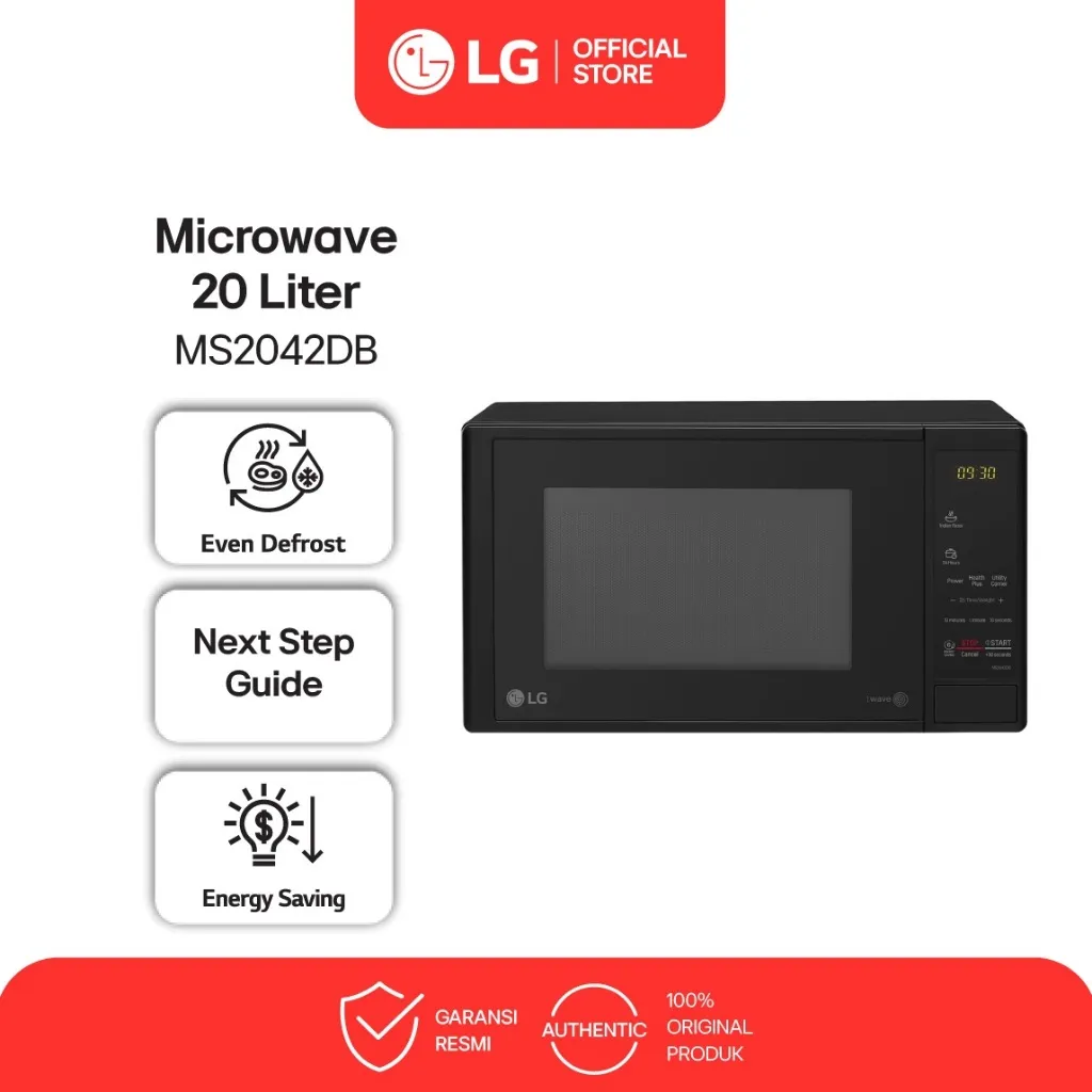 LG Microwave Solo 20L - Anti Bacteria Cavity - i-wave Technology - Next Step Guide - MS2042DB