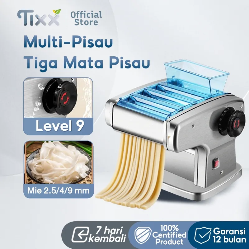 TIXX Mesin Pembuat Mie Listrik Membuat Kue Bawang Kulit Pastel 3 Pisau Noodle Maker Untuk Rumah Tangga Komersial