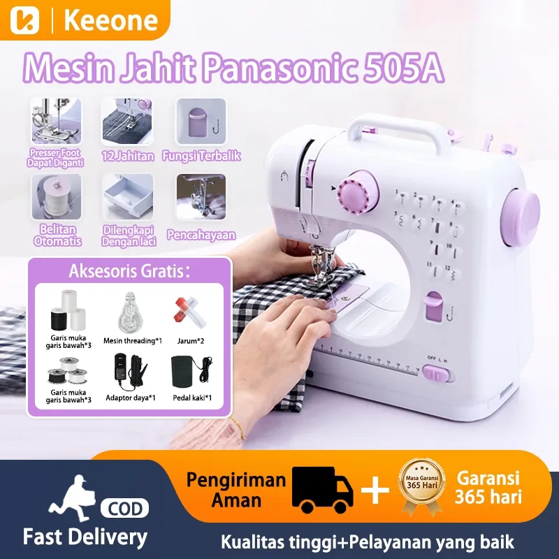Keeone Mesin Jahit Mini Portabel 705 12 Stitch Pola 1 Mesin Jahit Listrik Pakaian Jahit Tangan Mesin Jahit Portabel Mesin Jahit LED