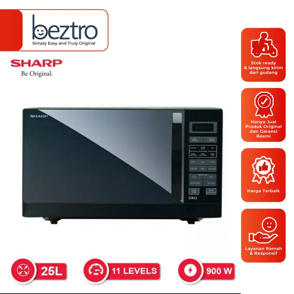 Sharp Microwave 25 Liter Grill 1000 Watt R-728-(K)-IN - R728KIN Penghangat Makanan Praktis