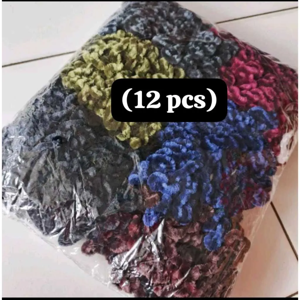 (PAKET  12 PCS) kunciran UBUR-UBUR JUMBO 100 juntai / Ikat Rambut Scrunchie Cendol / Cepolan Hijab