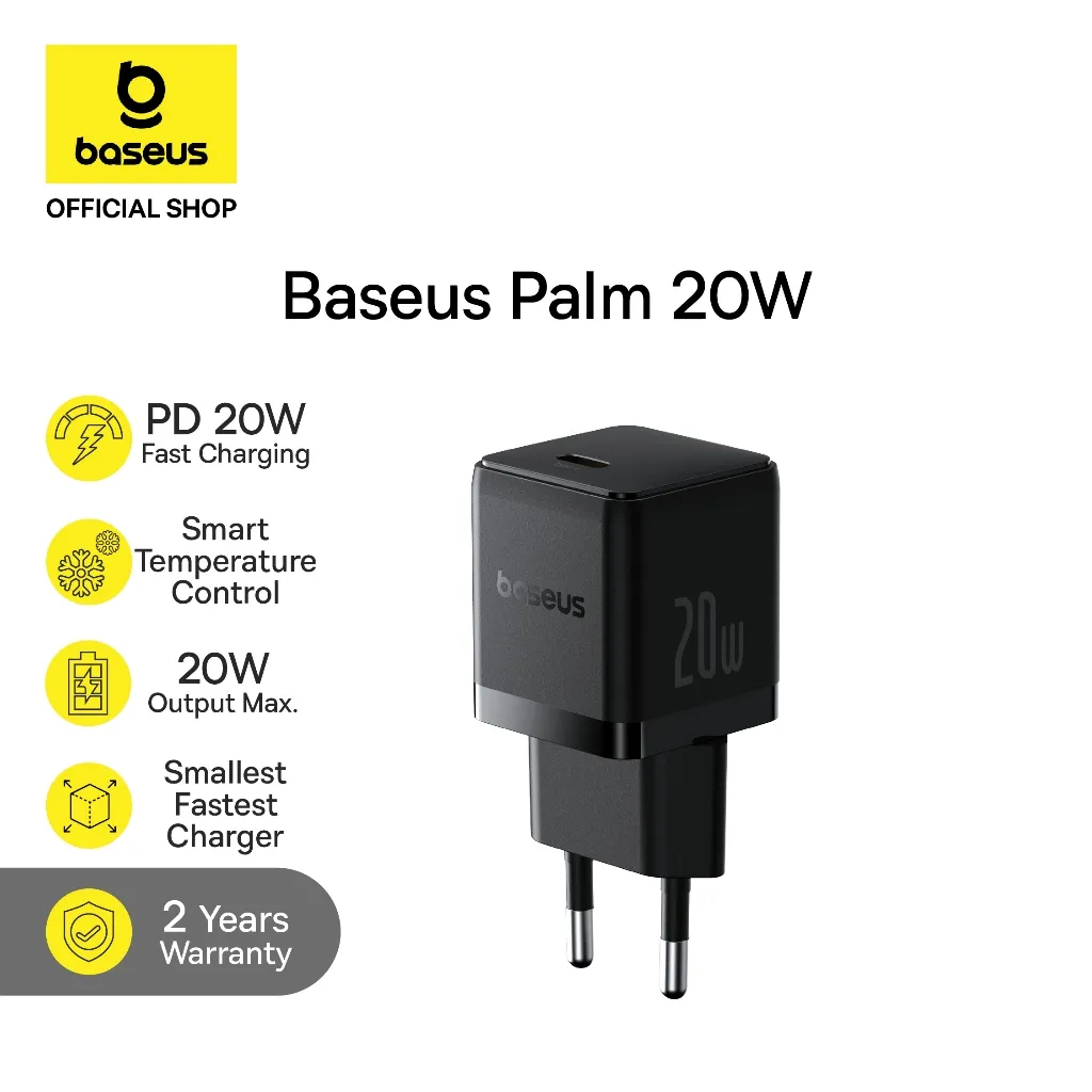 Baseus Charger Set 20W Fast Charging Palm Series BCT Cooling System Cut Off Plus Cable Type-C