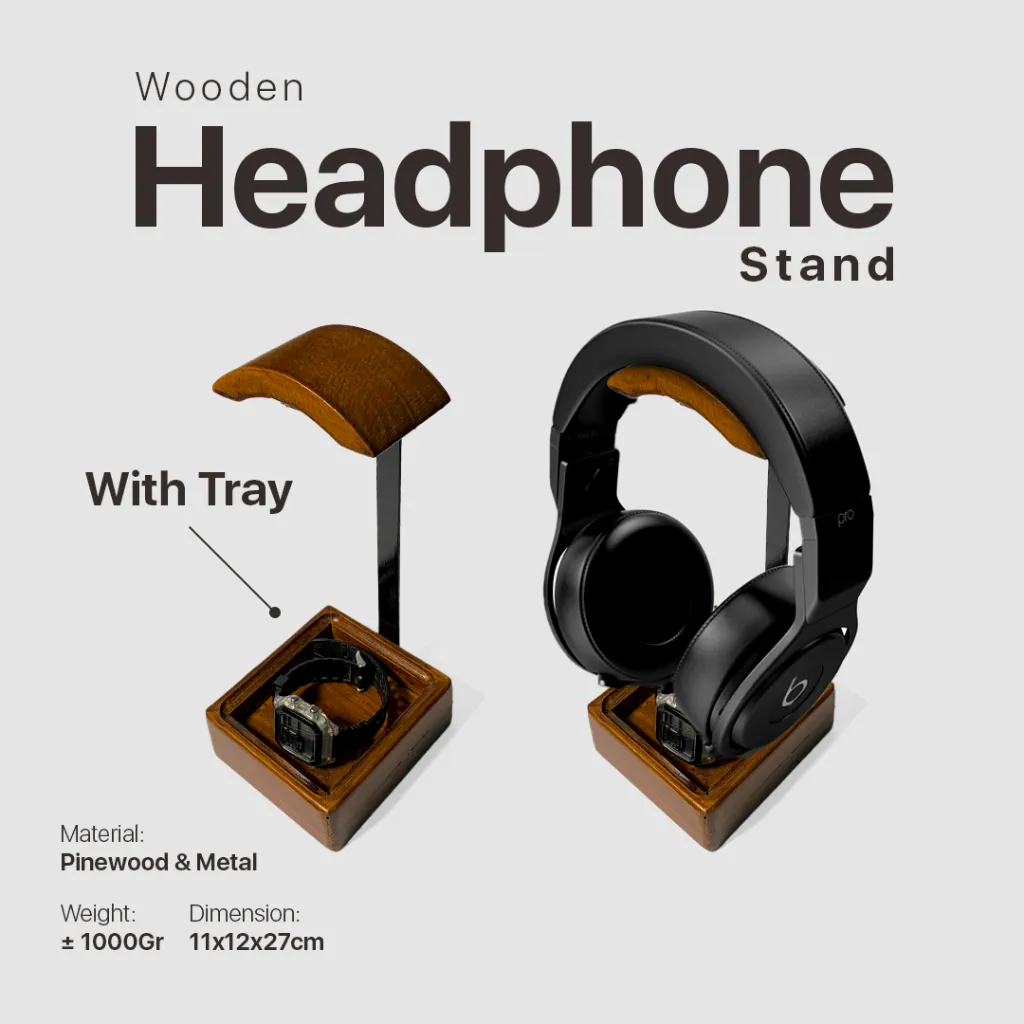 Wooden Heaphone Stand Holder Kayu