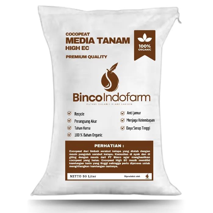 MEDIA TANAM COCOPEAT HIGH EC HALUS KEMASAN KARUNG BERAS 50 Liter (Coklat)