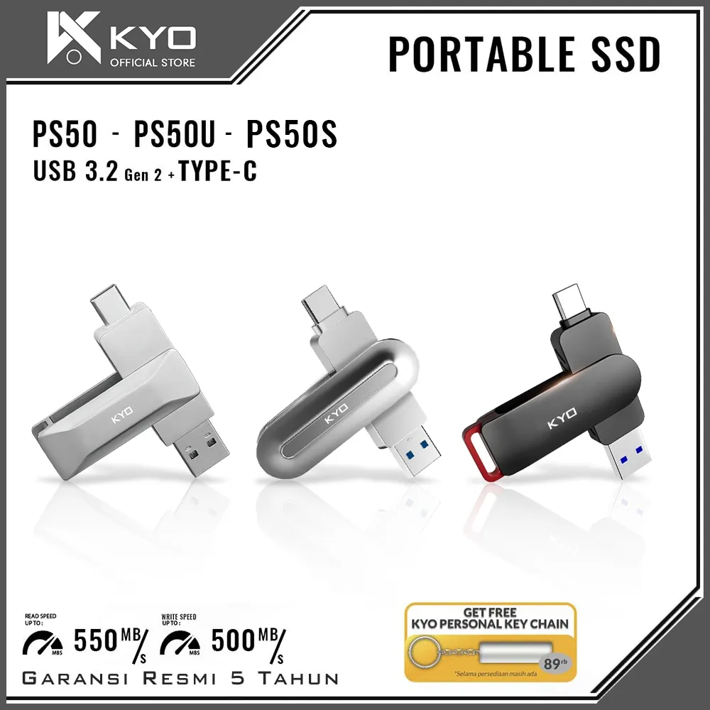 KYO PS50 PS50U PS50S 128GB 256GB 512GB 1TB 2TB Portable SSD USB 3.2 Type-C External SSD Eksternal SSD OTG Disk OTG Drive