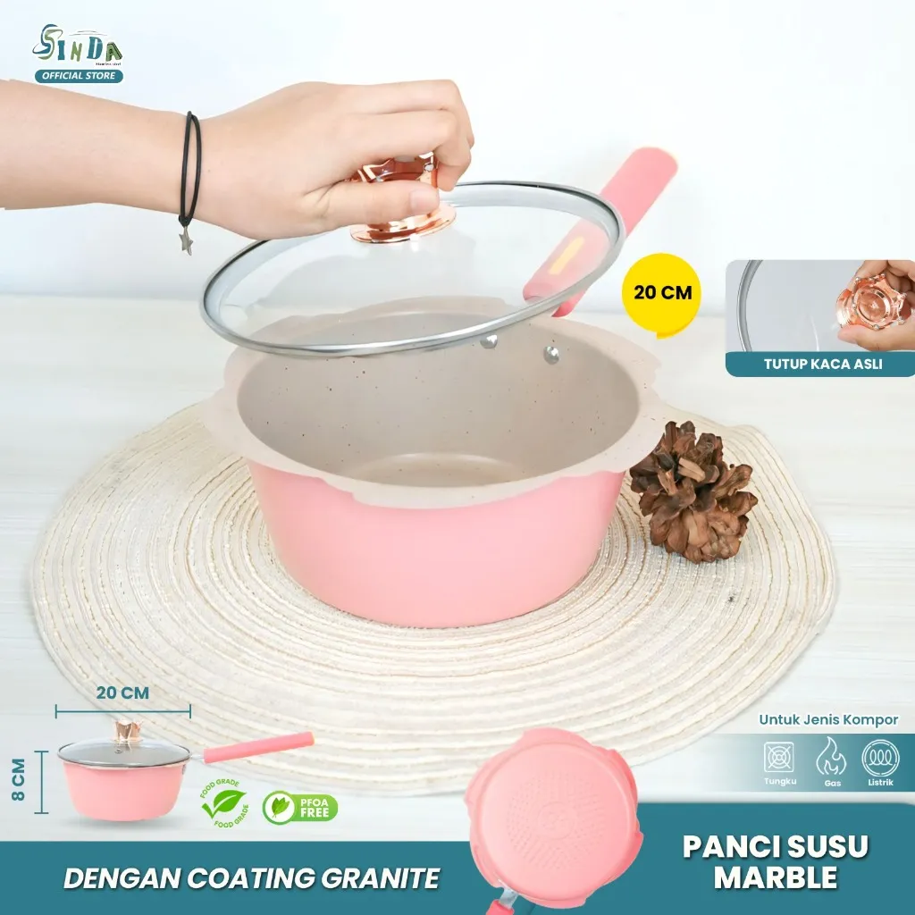 Sinda Panci Mpasi Cookware - Peralatan Panci Bayi Warna Pink/Blue Granite Die Cast
