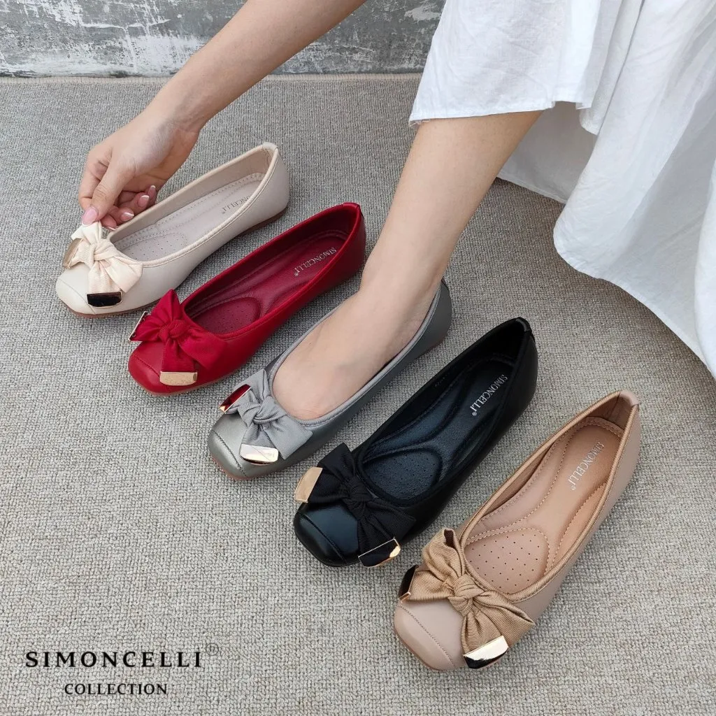 Simoncelli Sepatu Flat Wanita Pita | Flatshoes Kerja | Sepatu Wanita | Sepatu Hitam | Sepatu Merah | Sepatu Kerja Import Terbaru | Bridal Shoes | Sepatu Korea 133A-1 | 2654084