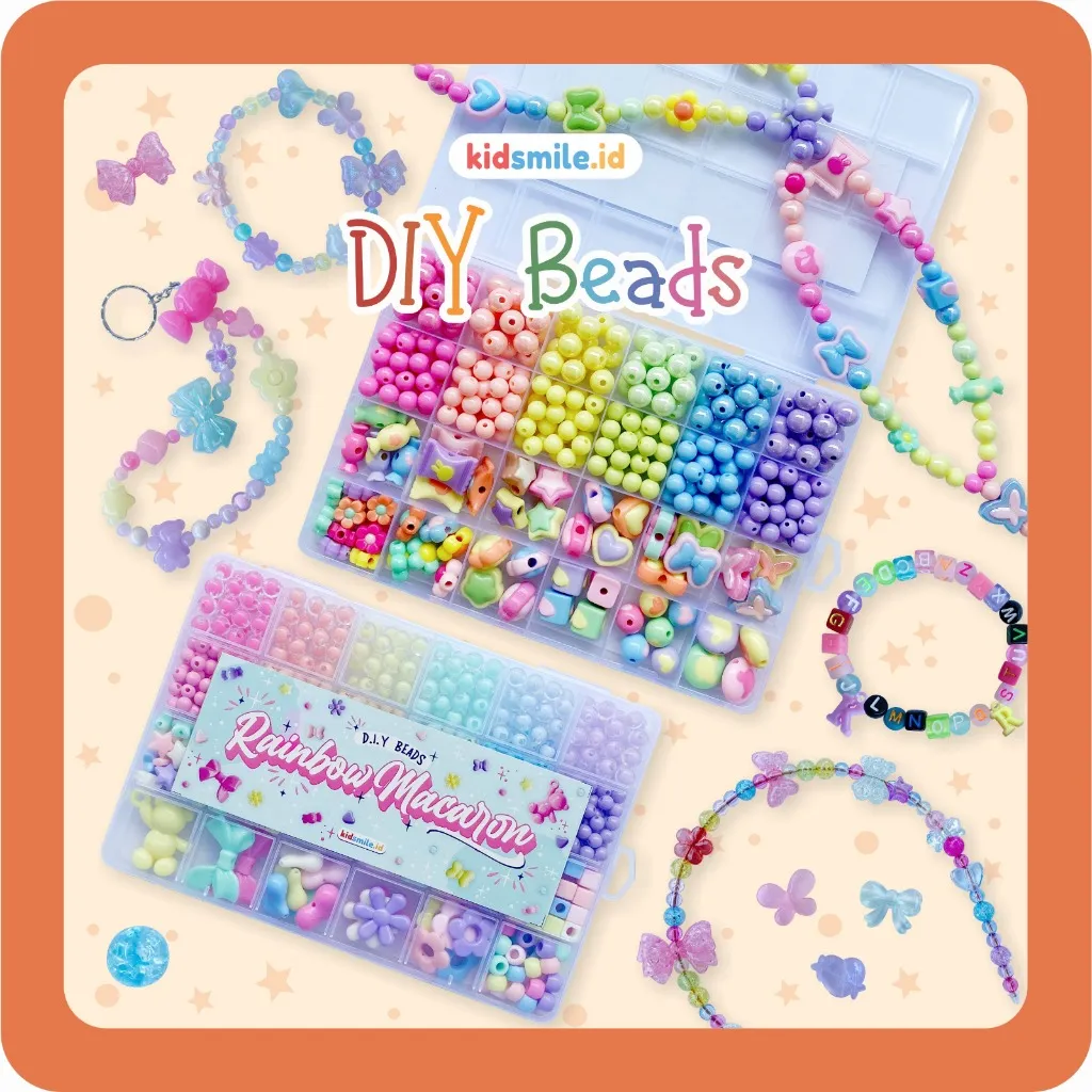 Paket DIY Anak Kidsmile Craft Kit Anak Kids Activity Kit DIY Manik-Manik Set Lengkap DIY Gelang Manik Manik Box Meronce Mainan DIY Mainan Edukasi Anak Activity Anak Diy Kit Mainan Craft Anak Mainan Meronce