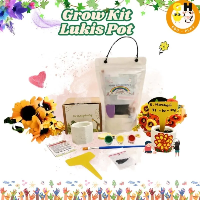 DIY Paket Pot Melukis Pot Lukis Planting Kit Hampers Ulang Tahun Anak