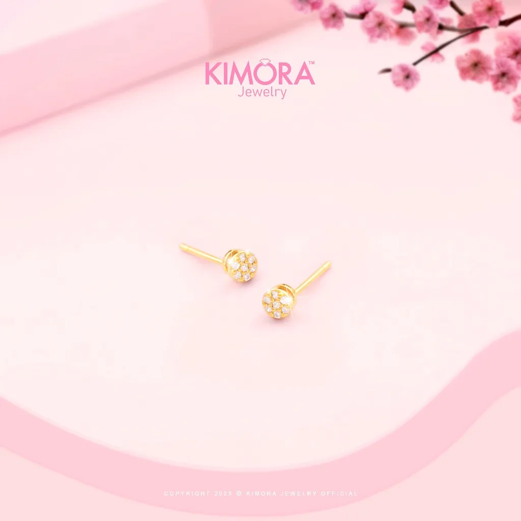 Kimora - Anting Tusuk Rhodium Wanita Bers Minie Gold Plated 18k Anr143