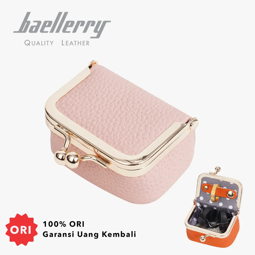 BAELLERRY D3069 Dompet Koin Wanita Mini Tempat Aksessoris Kecil Souvenir Bahan Kulit Asli Genuine Leather Premium BAEOS