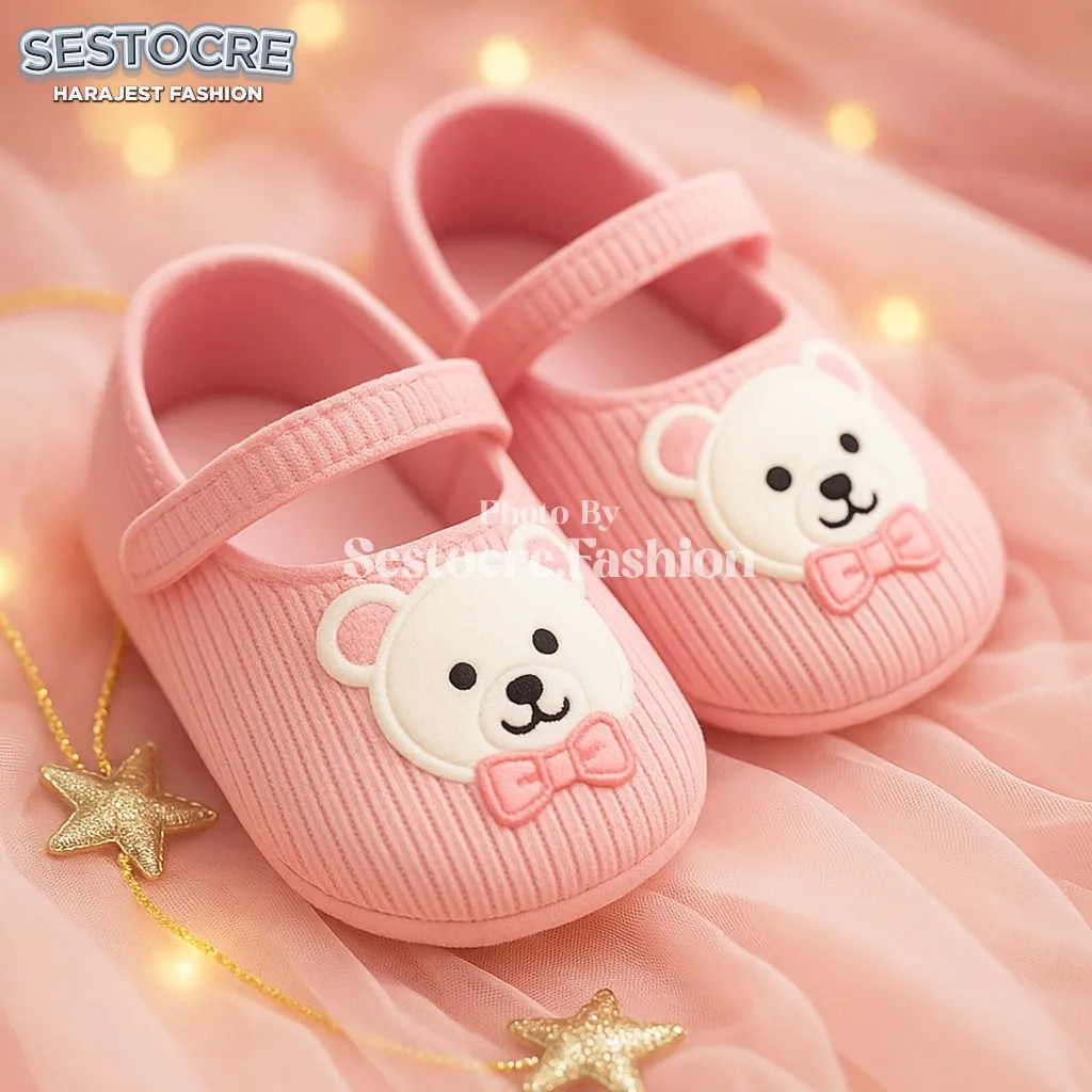 Sepatu Bayi Anak Laki Laki Perempuan Bear Lucu Terbaru Usia 0 - 12 Bulan Baby Shoes Prewalker SoftSole Anti Slip Nyaman Trendy Unisex Varian Warna Menarik -SHF