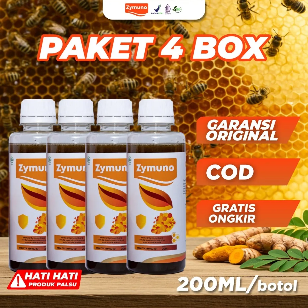 PAKET 4 BOTOL ZYMUNO - Sembuhkan Tumor, Kanker & Benjolan Booster Imun Tubuh