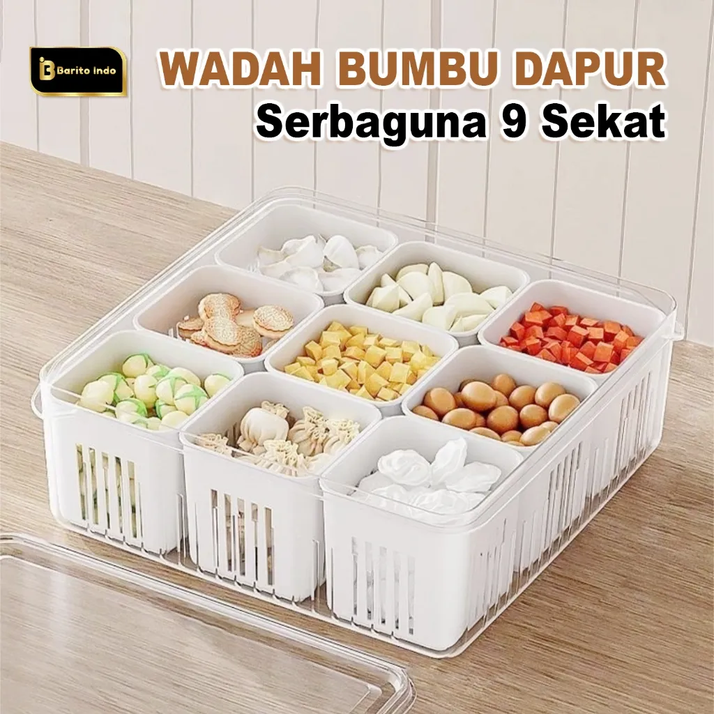 Kotak Wadah Sekat Penyaring Penyimpanan Bumbu Dapur Hemat Tempat Kulkas Serbaguna - C04/C06/C09
