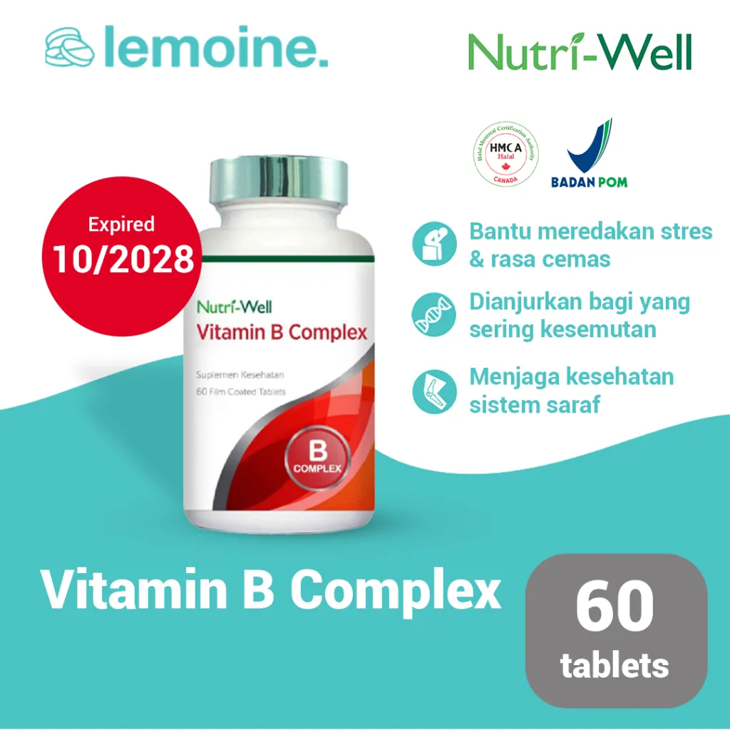 Nutriwell Vitamin B Complex Memenuhi Kebutuhan Vitamin B Complex Kesehatan Tubuh 60 tablet