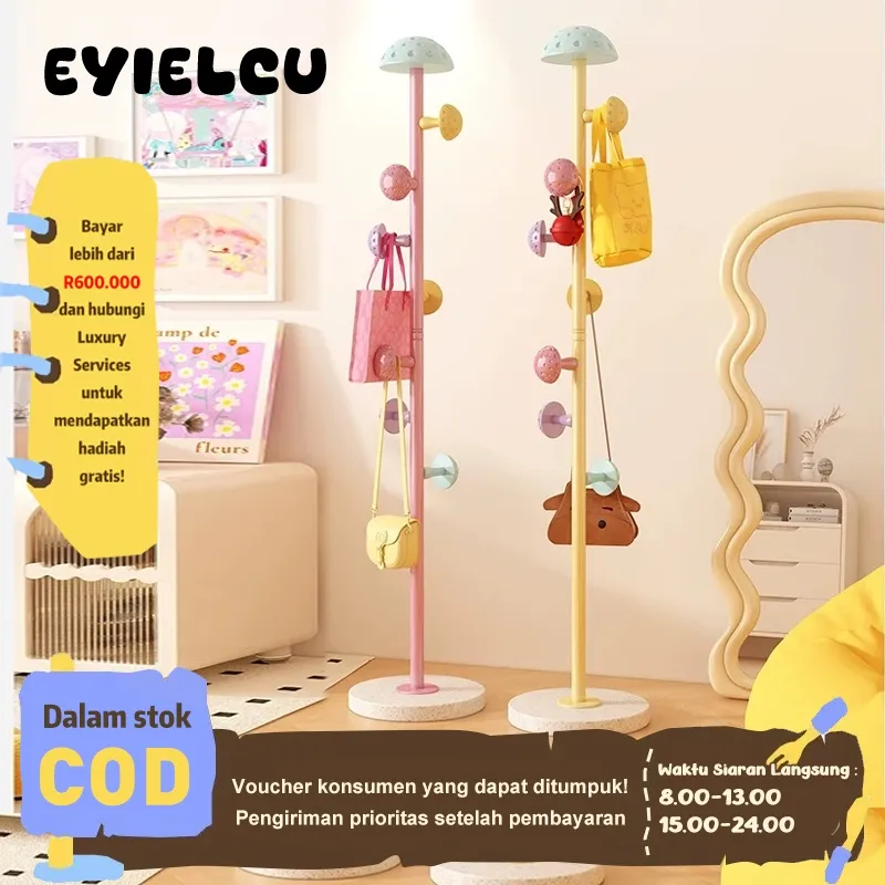 Eyre Favorit Pelanggan DISKON! Gantungan Baju Jamur Imut - Warna Cerah Dopamin, Material Besi Kokoh + GRATIS Pengiriman