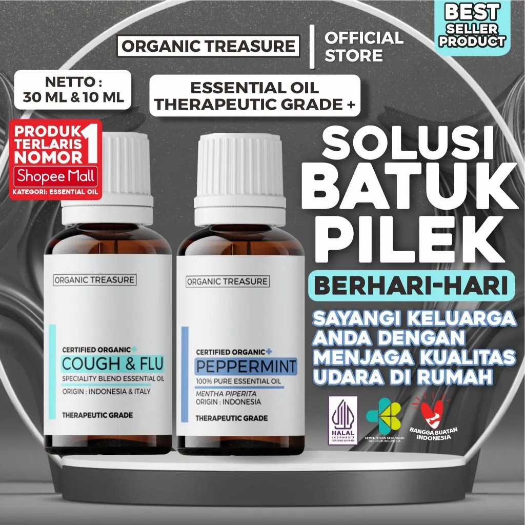 ORGANIC TREASURE - Cough Flu, Peppermint, and All Essential Oil Therapeutic Grade+ Best Seller