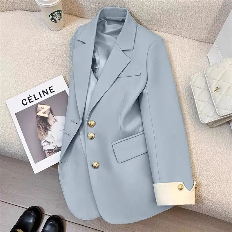 Blazer Korean Style Oversize V-Neck Pastel - Outer Jas Wanita OOTD Kondangan & Wisuda - Clothesup