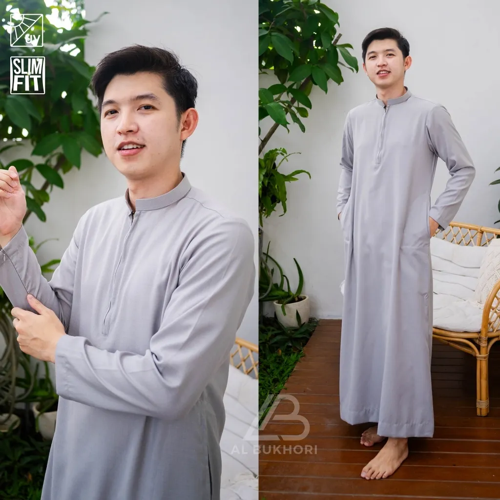 Al Bukhori - ANTI UV Jubah Gamis Thobe Slimfit Pria Dewasa Premium Lengan Panjang - Jubah Abbas