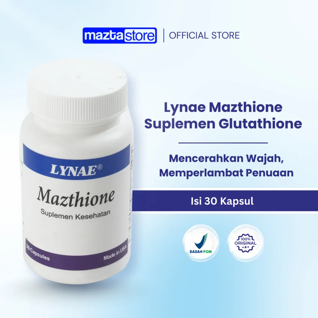 Lynae Mazthione Glutathione Suplemen Mencerahkan Wajah Isi 30 Kapsul Anti Aging Menunda Jerawat